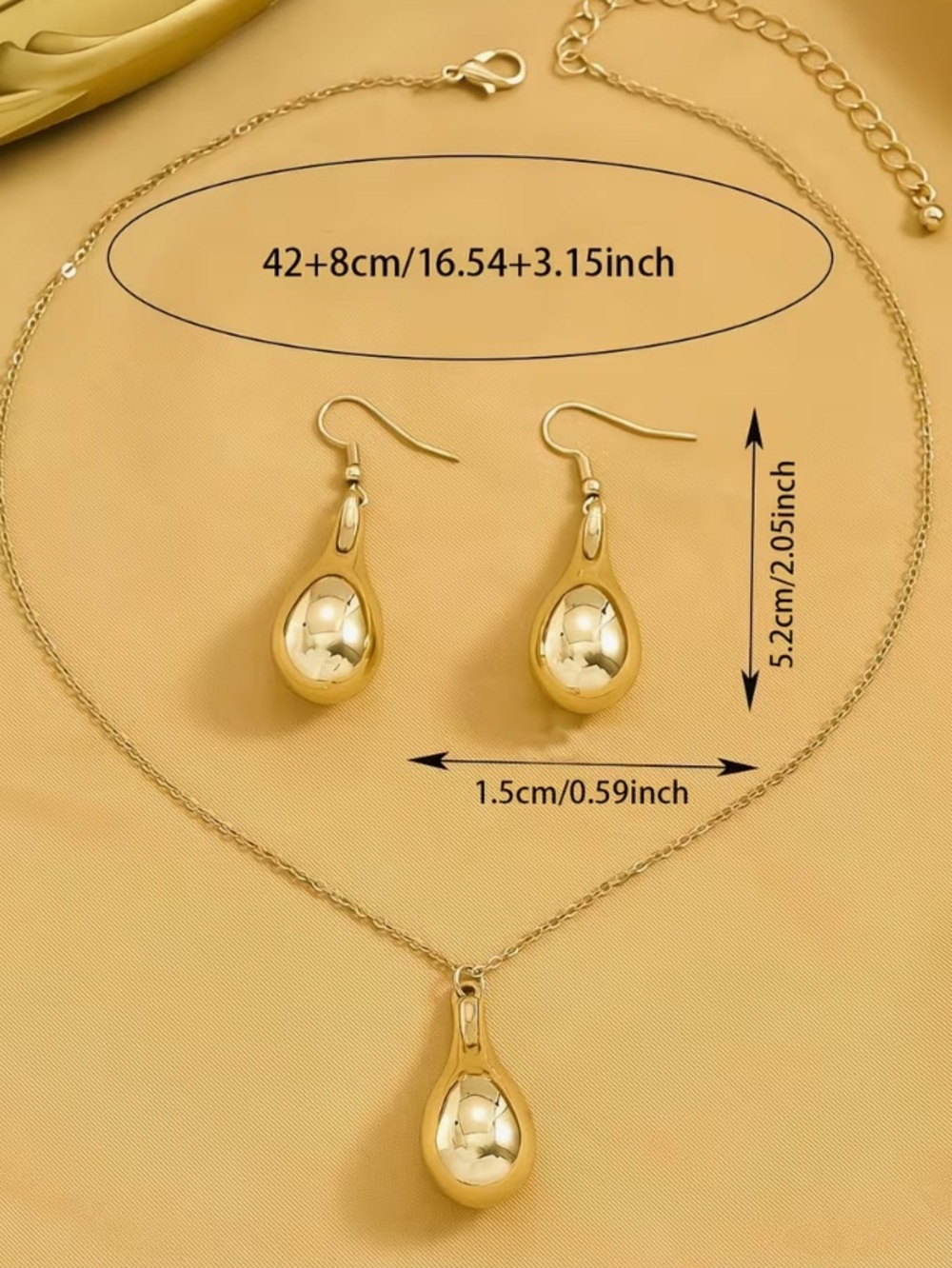 Silver Teardrop Pendant Necklace & Earrings Set - Picture 4 of 6
